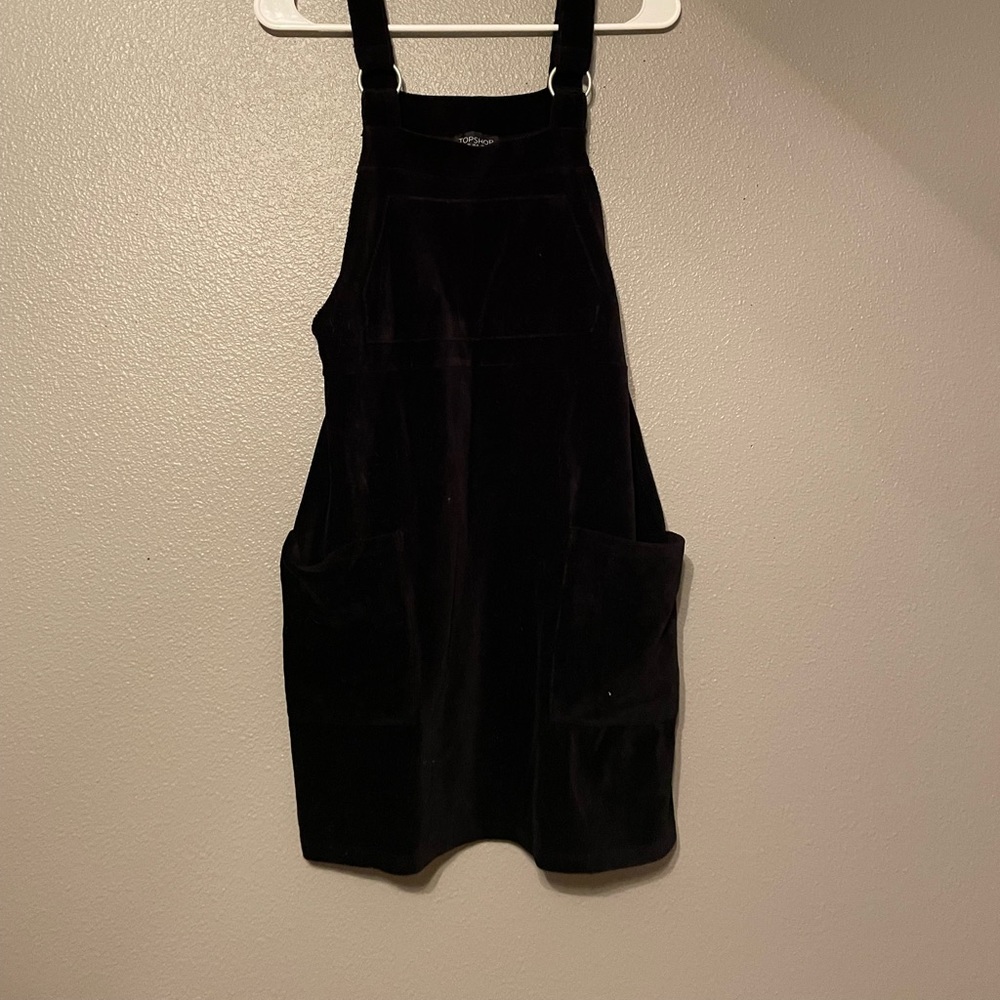 Black Suede Overall Mini Dress